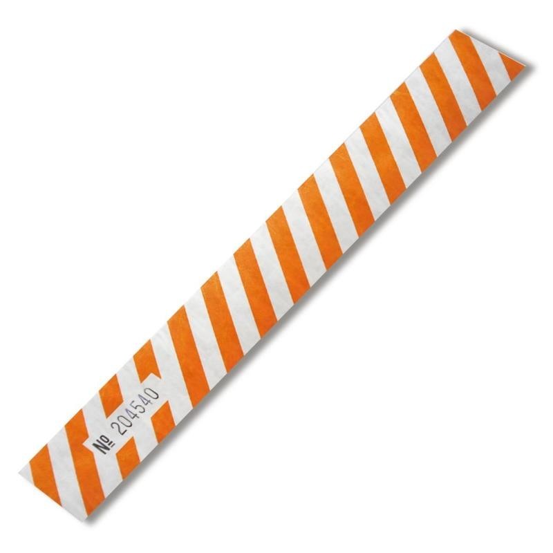 Etiquette Diwa Tyvek sans code EAN rayé orange - blanc