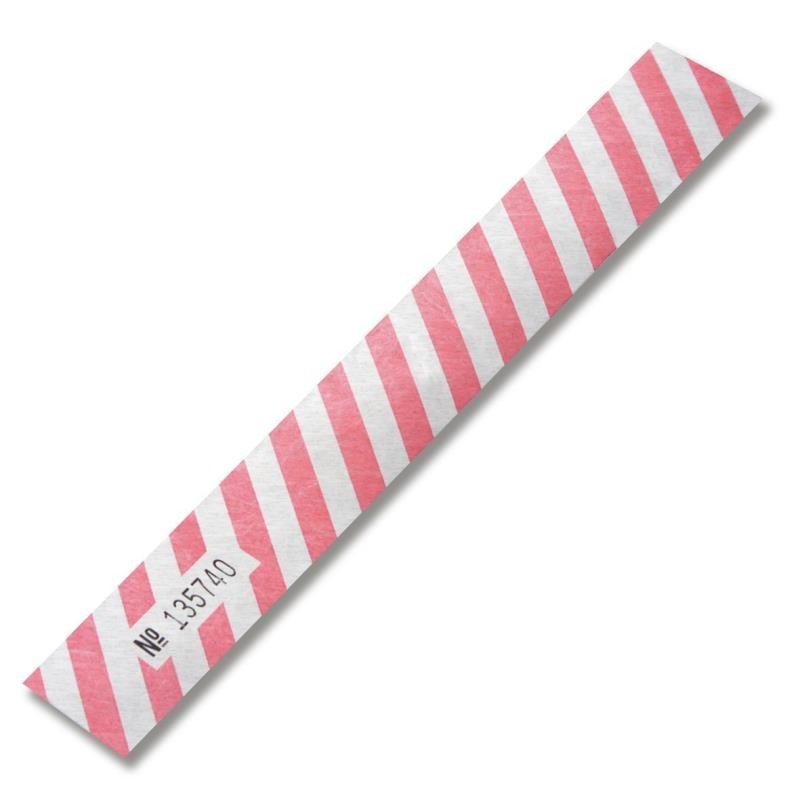 Etiquette Diwa Tyvek sans code EAN rayé rose - blanc