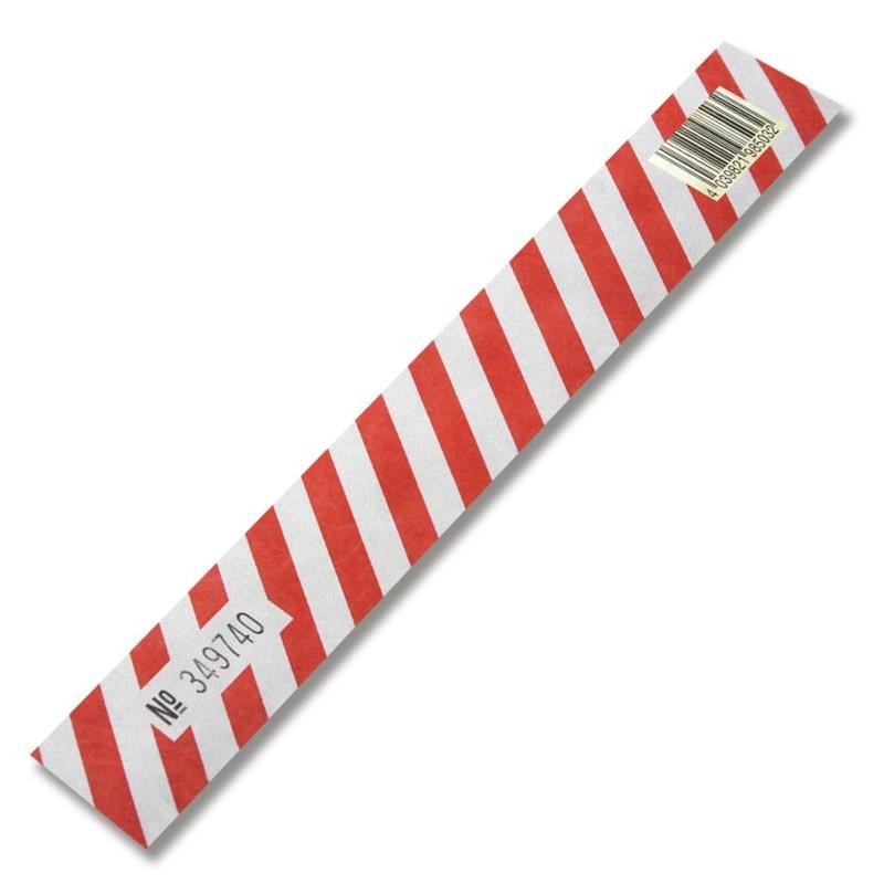 Etiquette Diwa Tyvek avec code EAN rayée rouge - blanc