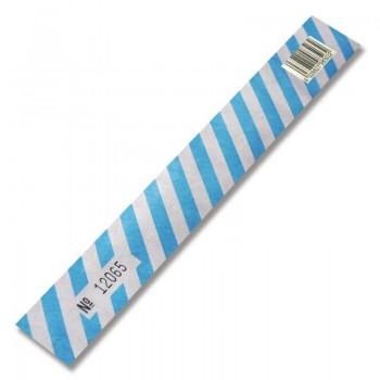 Etiquette Diwa Tyvek avec code EAN rayée bleu clair- blanc