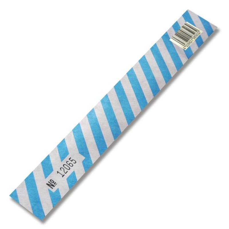 Etiquette Diwa Tyvek avec code EAN rayée bleu clair- blanc